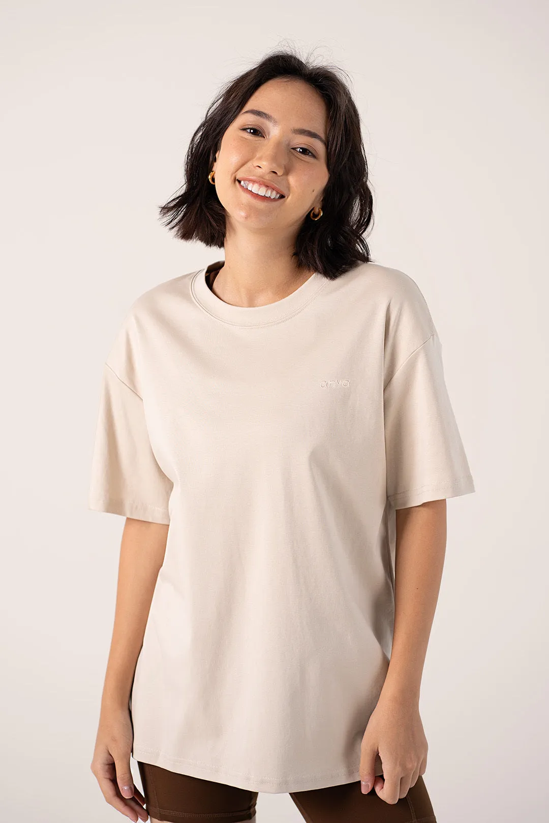 Anti Pilling Fabric Oversized Tee in Oat