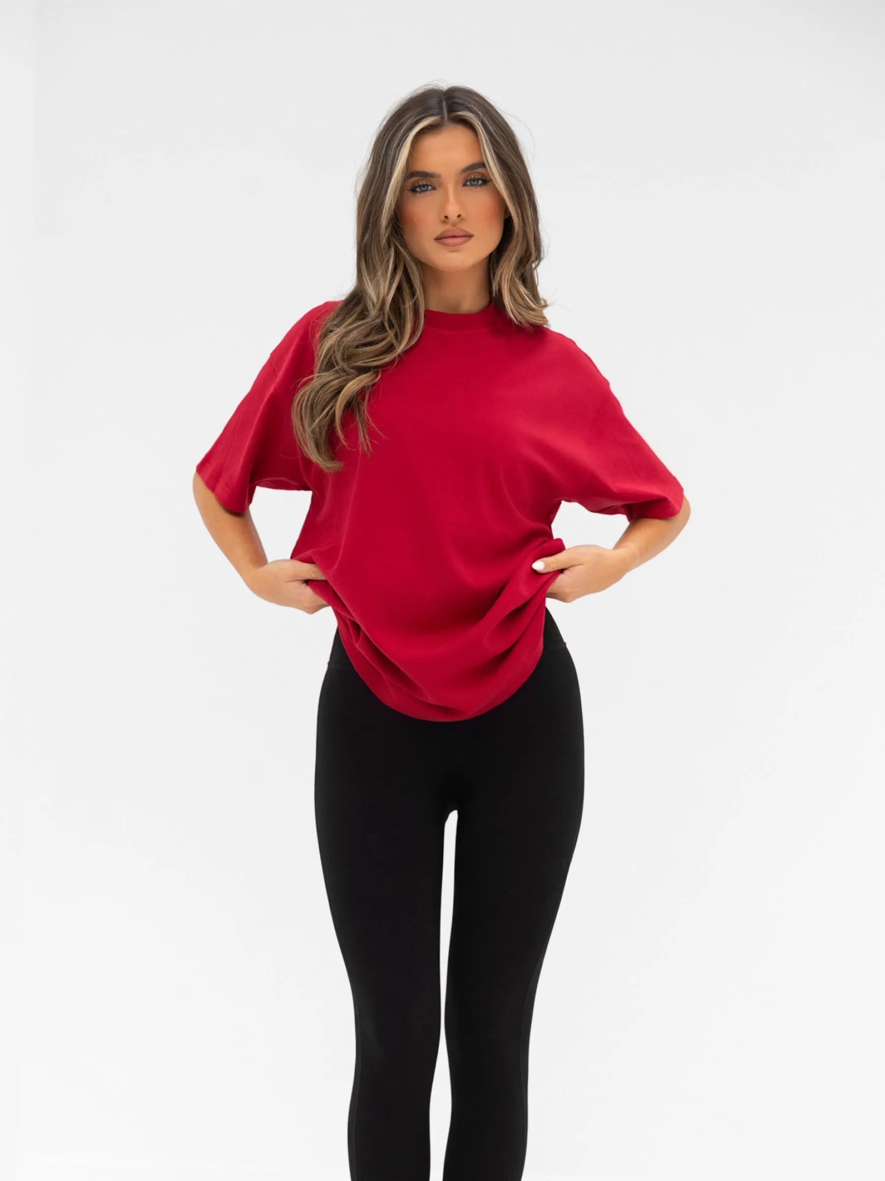 Easy Fit Isabel Oversized T-Shirt - Cherry Red