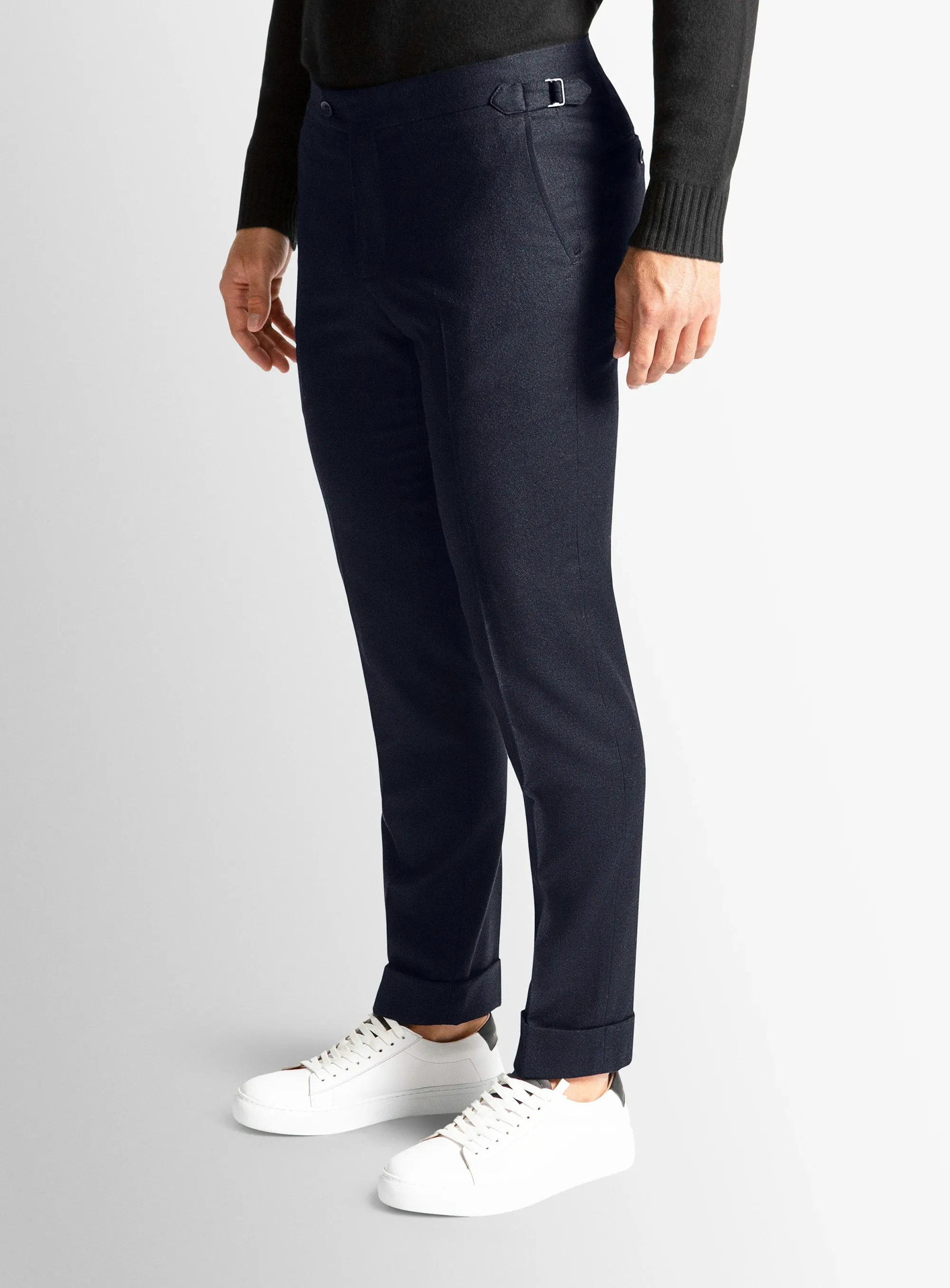 Flat Lock Stitching RuggedDurability Argenta Flannel Navy Trousers