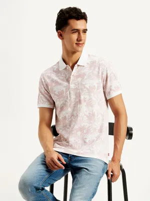 Men's Floral Print Slim Fit Polo T-Shirt Lightweight Material AntiFade Technology