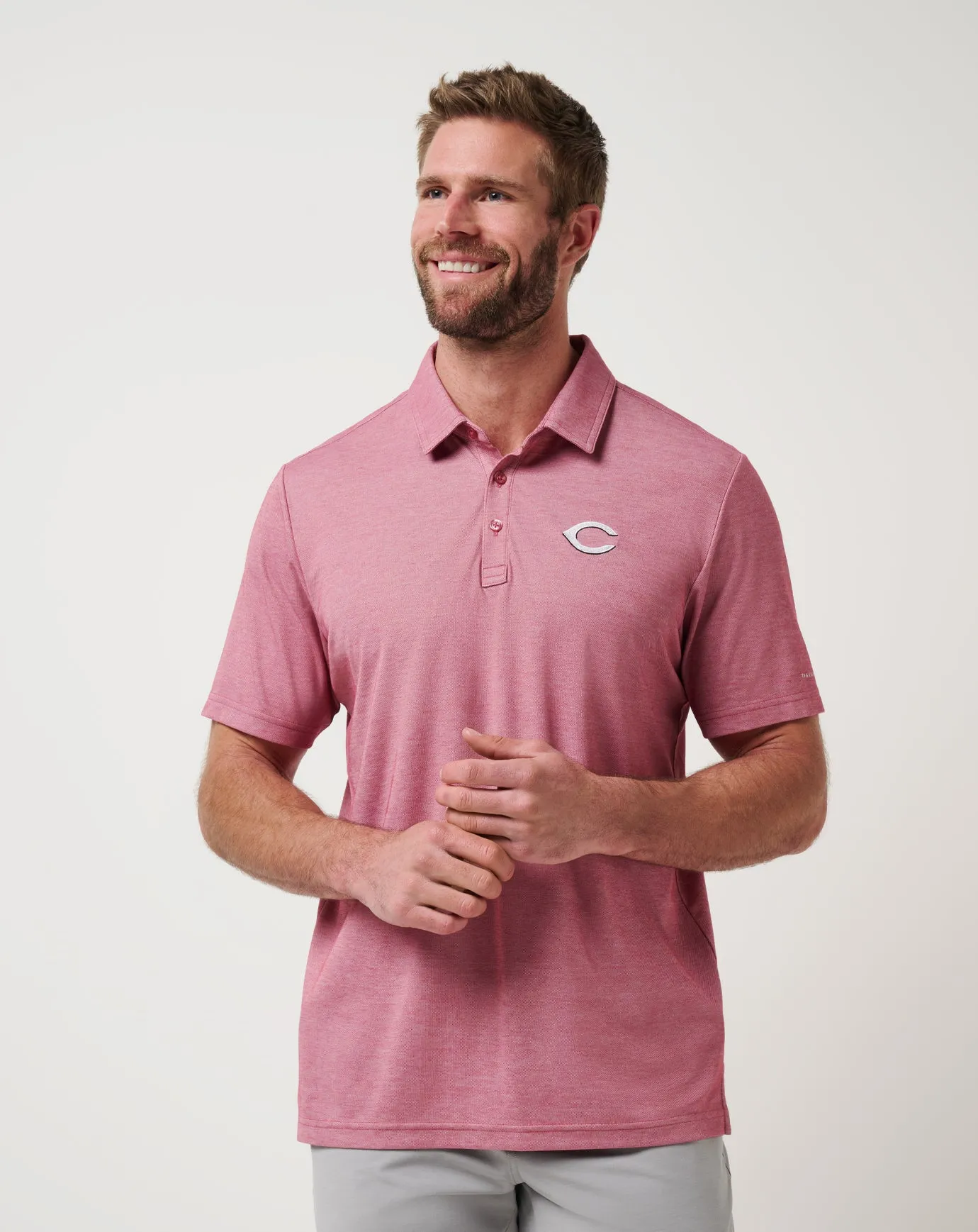 Tri Blend Composition Layered Look Cincinnati Reds Playoff Pitch Polo
