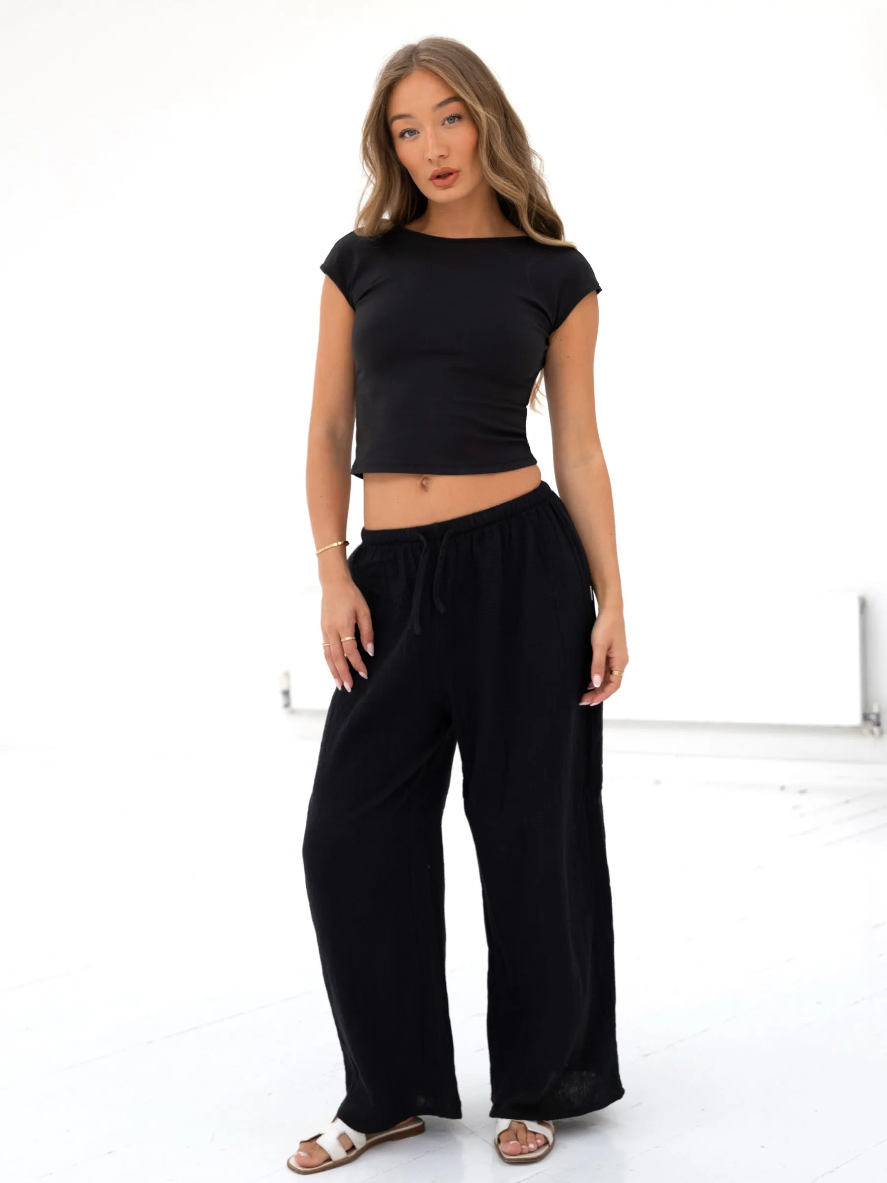 Solea Backless Top - Black ThermoregulatingFabric