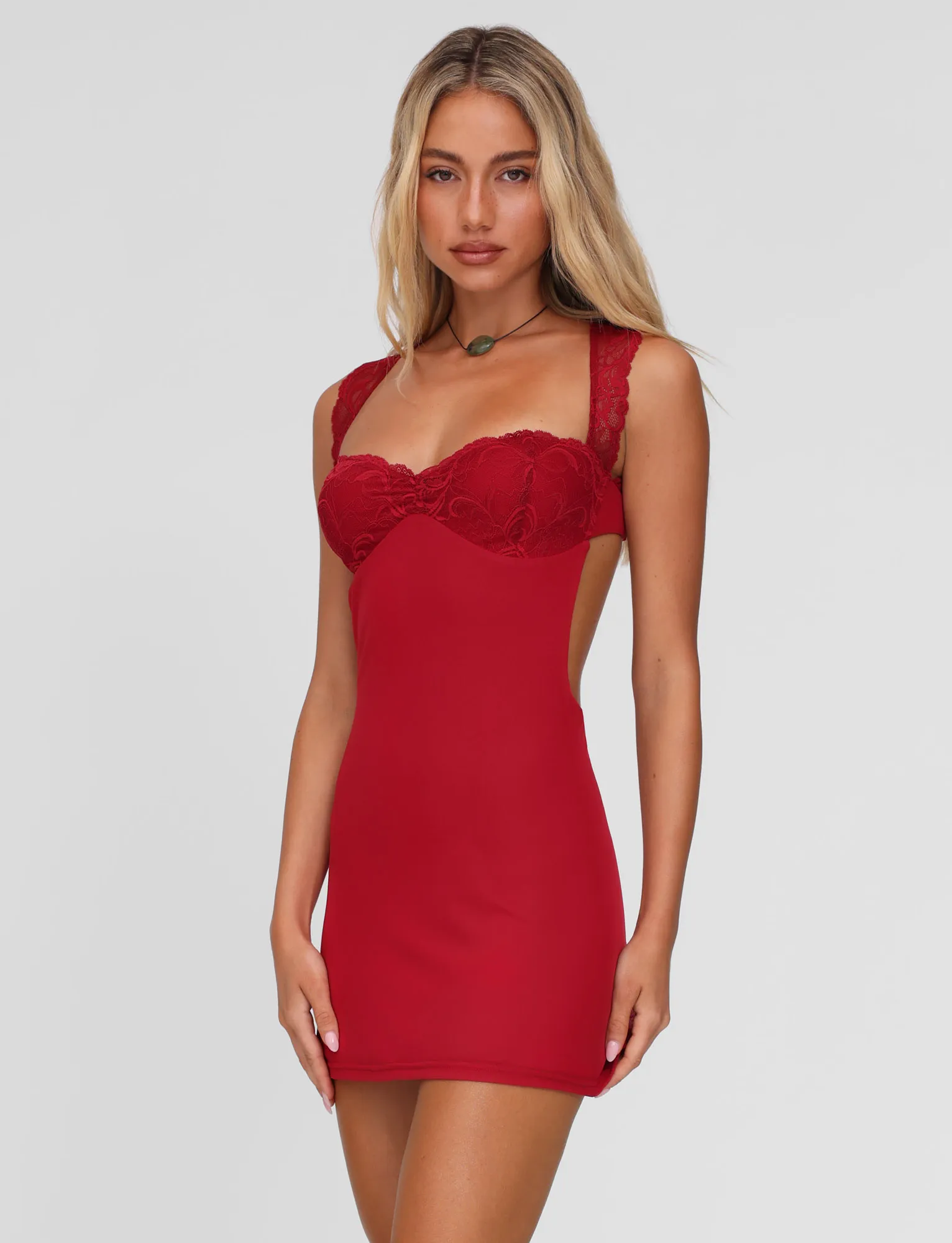 NYOMI MINI DRESS - RED : RED Light Touch