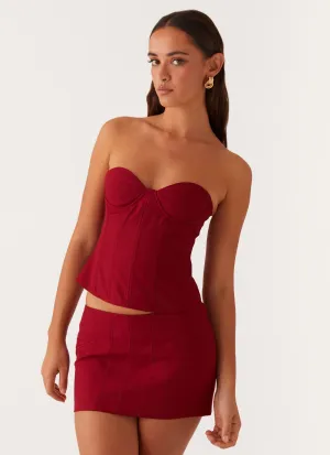 Armelle Micro Mini Skirt - Maroon Balanced Lines Dressy Yet Comfortable