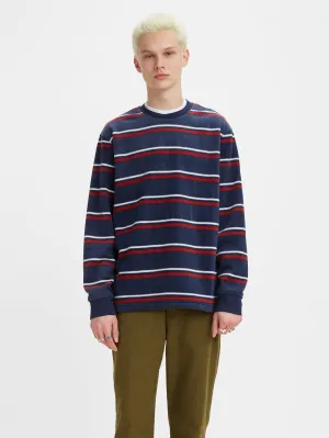 Men's Striped Crew Neck Sweatshirt Everyday Use