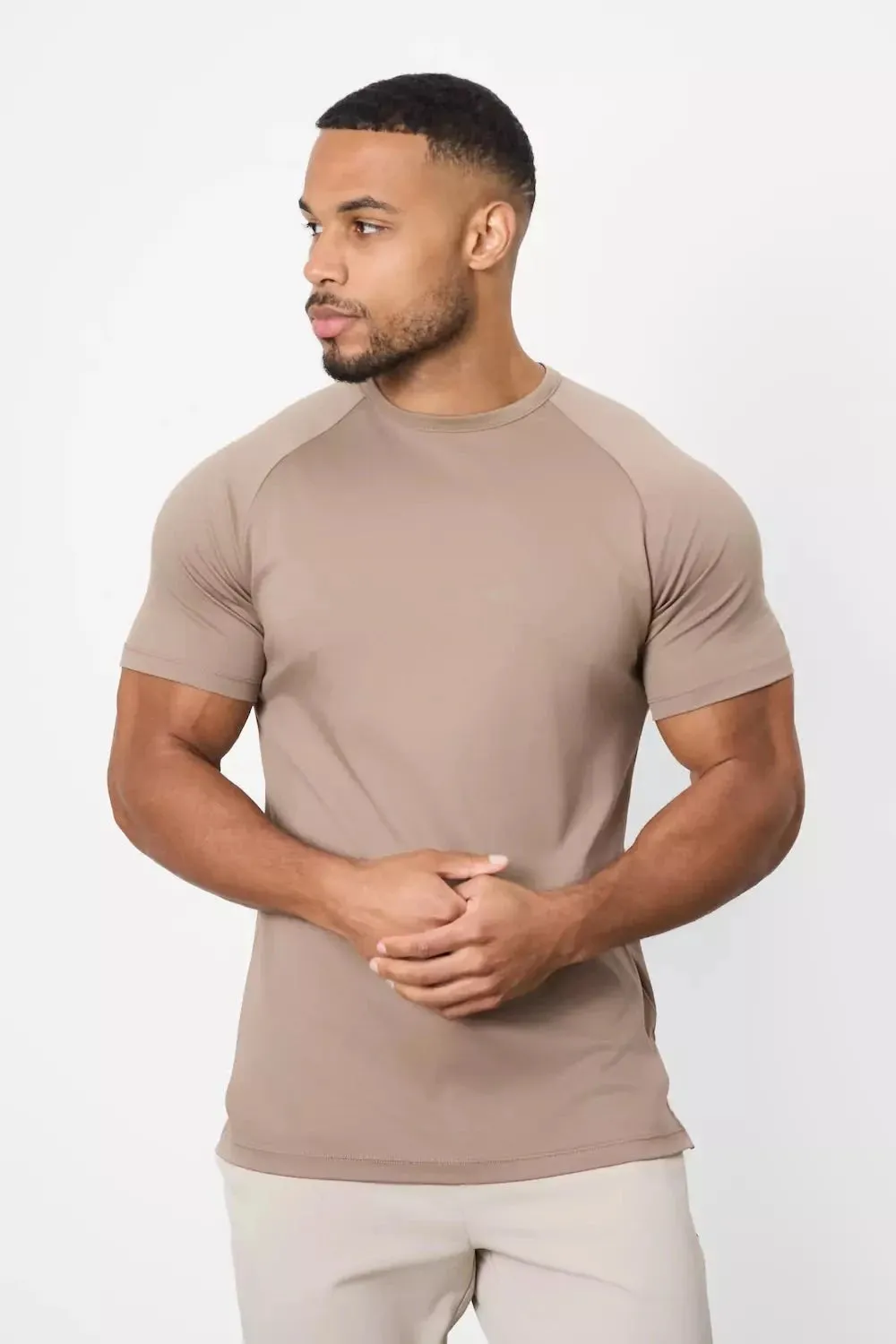 Mercerised Cotton T-Shirt in Mocha Layering Essential