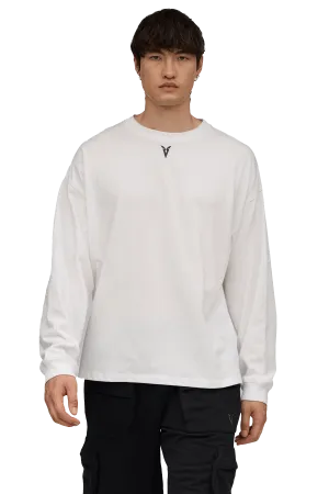 Low Profile Zipper Stretchy-Material Smooth Finish LONG SLEEVE T-SHIRT - Optic White