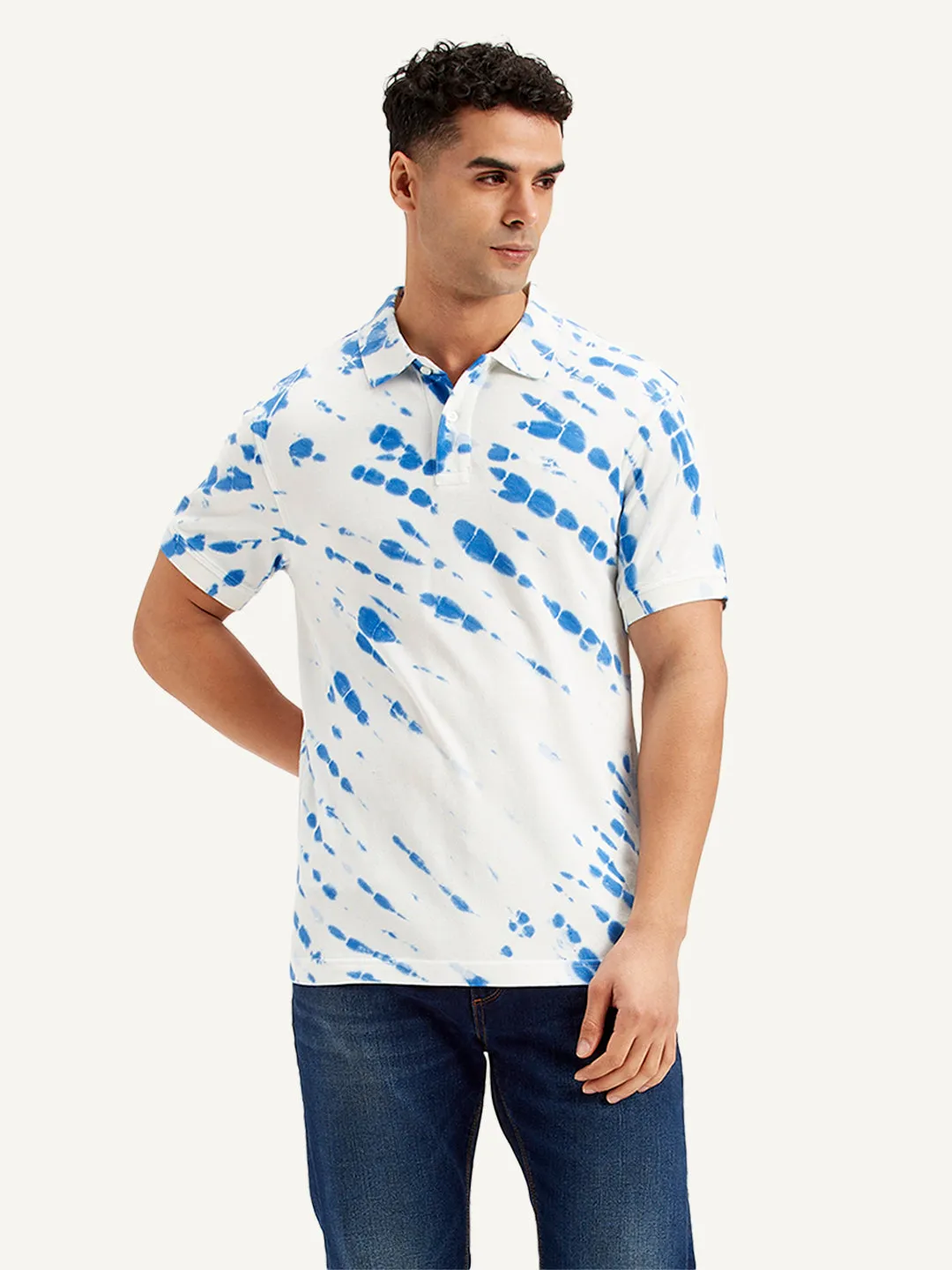 Men's Tie -Dye Slim Fit Polo T-Shirt Thermoregulating Lining