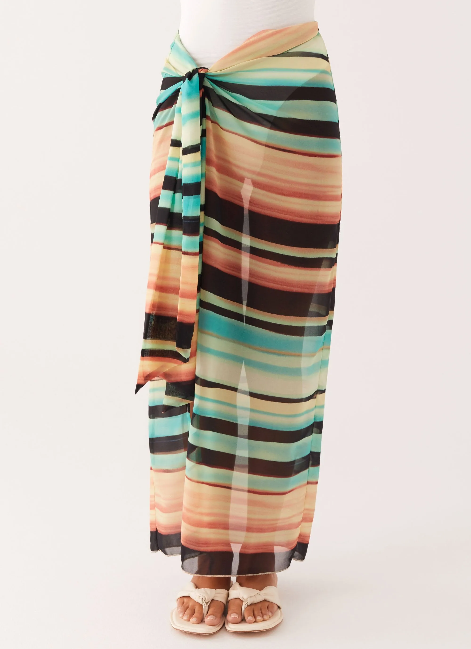 Multi-Functional Hot Weather Low Tide Sarong Maxi Skirt - Stripe