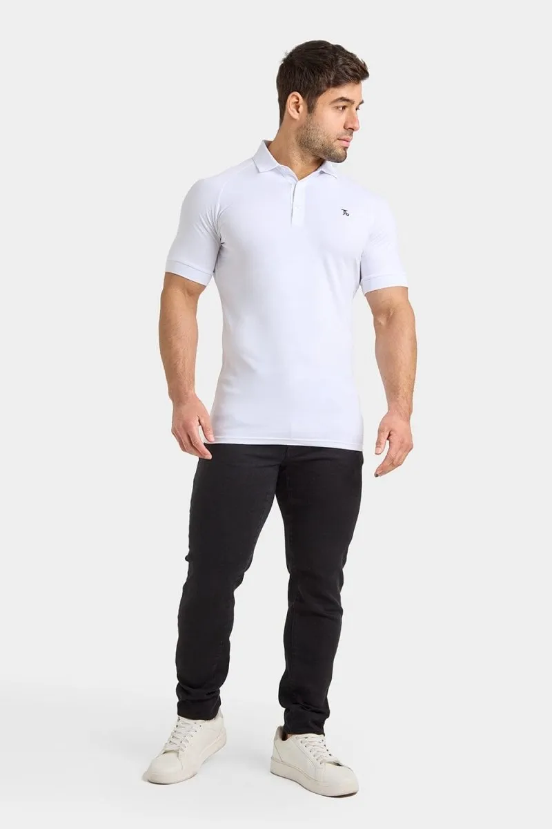 Thermoregulating Lining Athletic Fit Polo Shirt in White