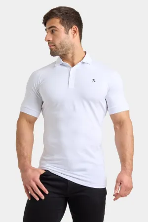 Flexible Collar Band Athletic Fit Polo Shirt in White