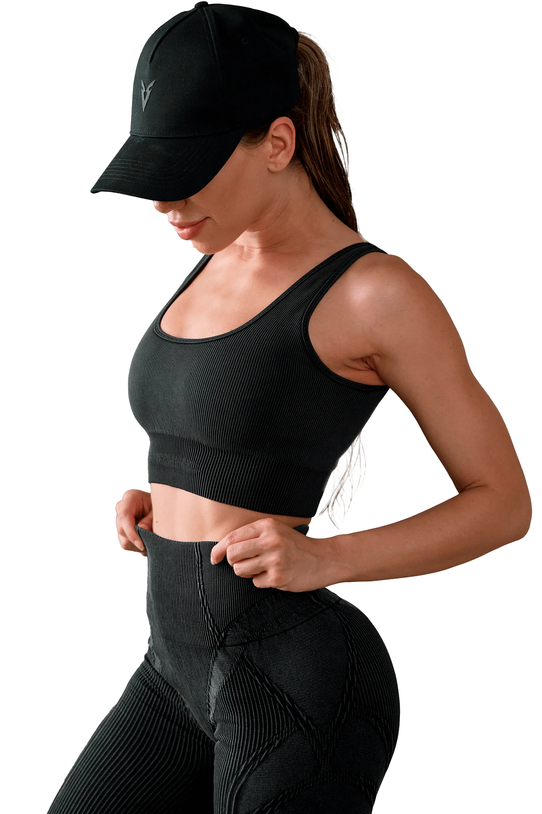 SPORTS BRA SEAMLESS  - Black Vintage Customizable Gym-goers