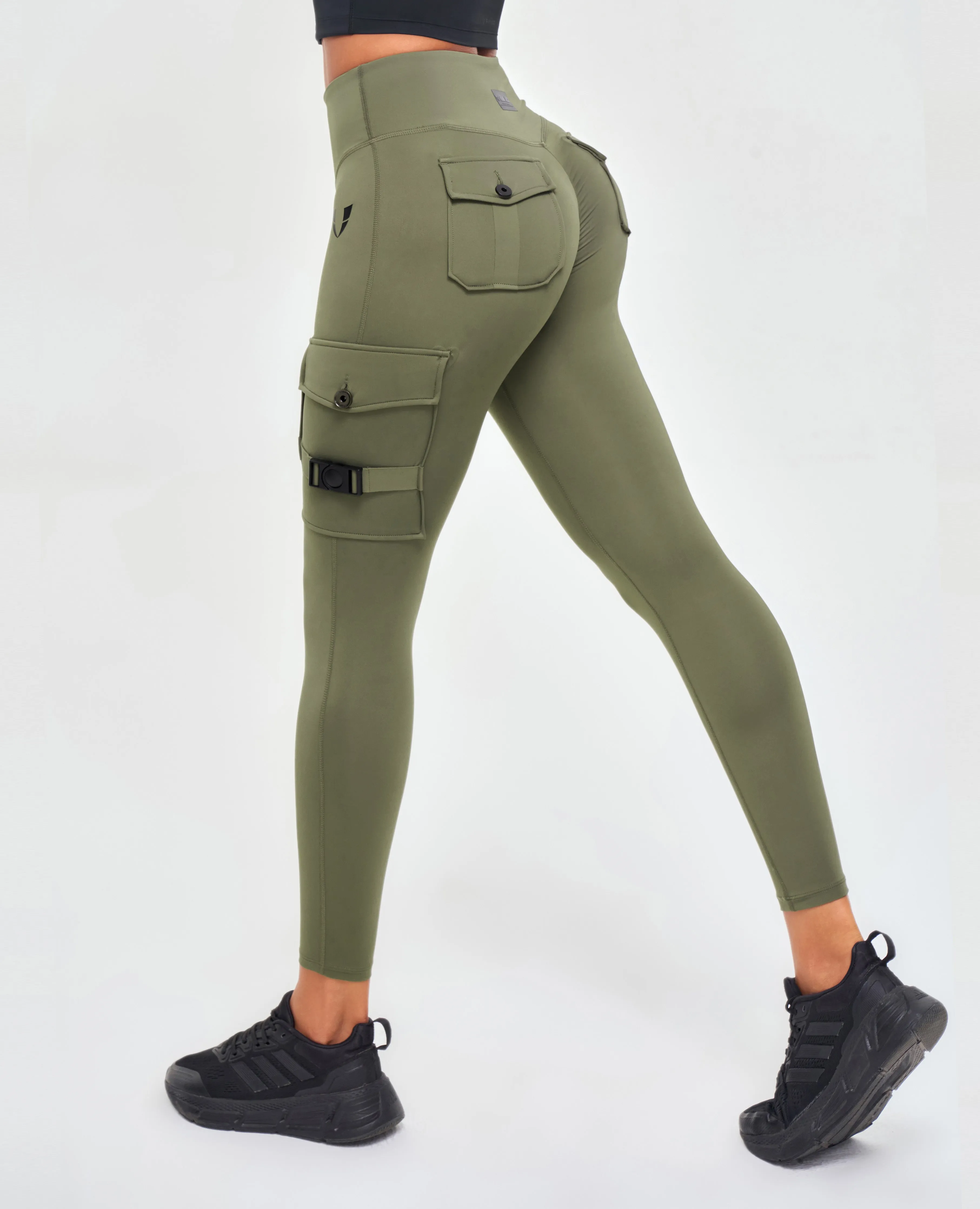 Outdoor Ready Cargo High Waisted Pocket Leggings - Olive