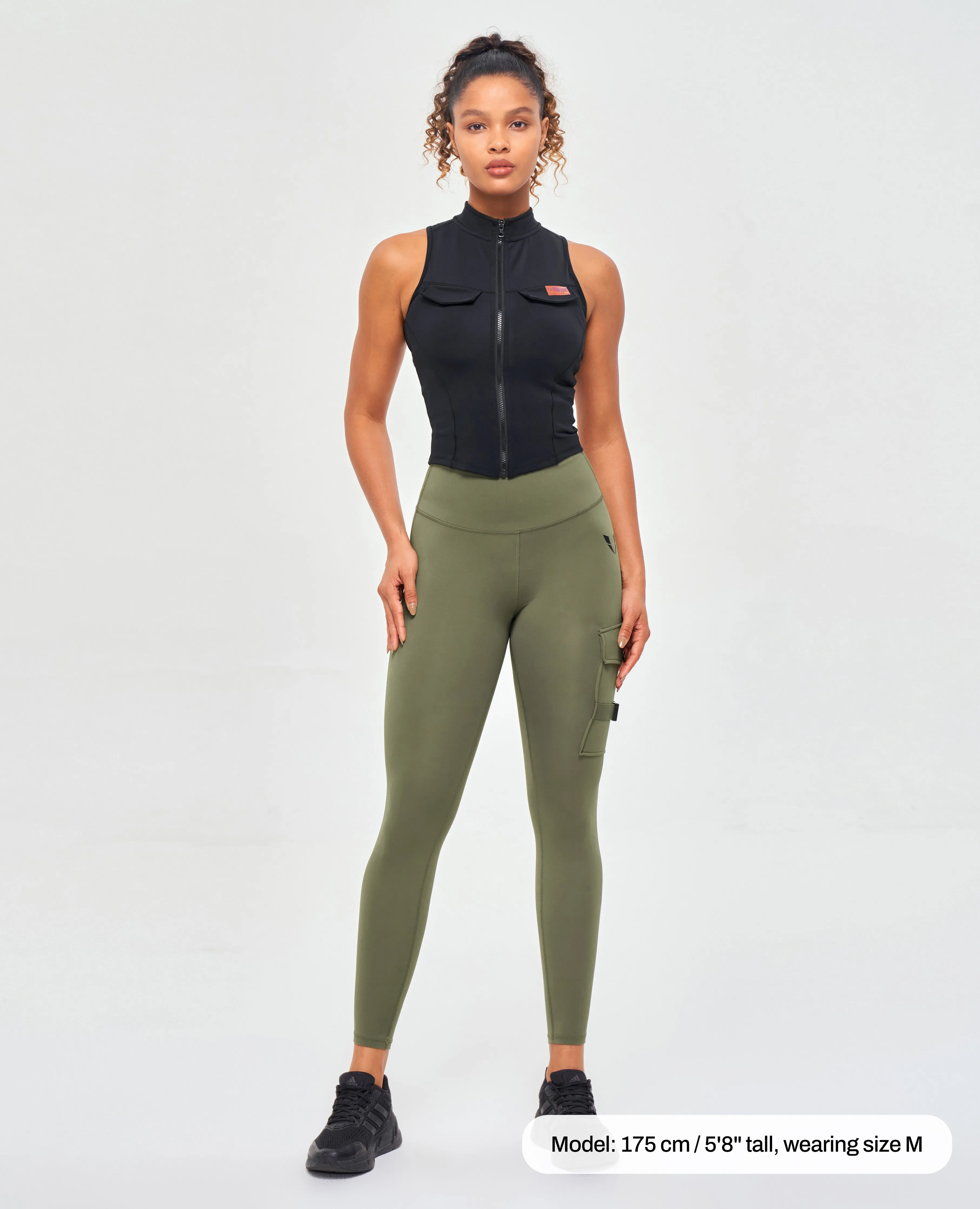 Cargo High Waisted Pocket Leggings - Olive Friction Resistant Zone