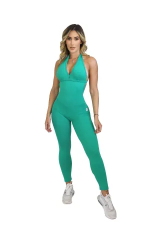 Green Goddess Backless Bodysuit Relax Loose