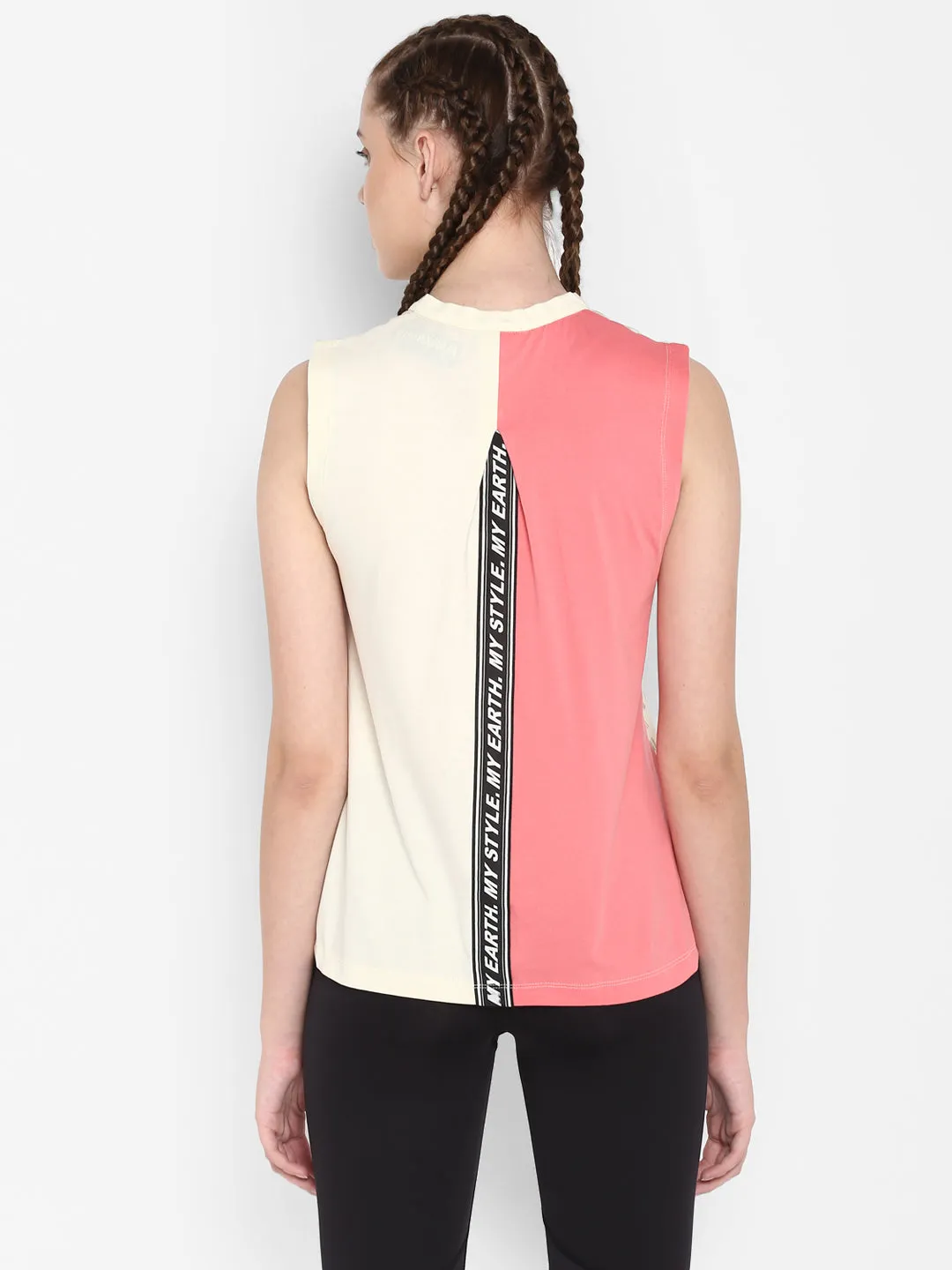 Athletic Cut Striped Design Alcis Women Printed Off White Polo T Shirt