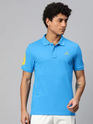Solid Color Alcis Men Typography Printed Polo Collar Dry Tech Slim Fit T-shirt