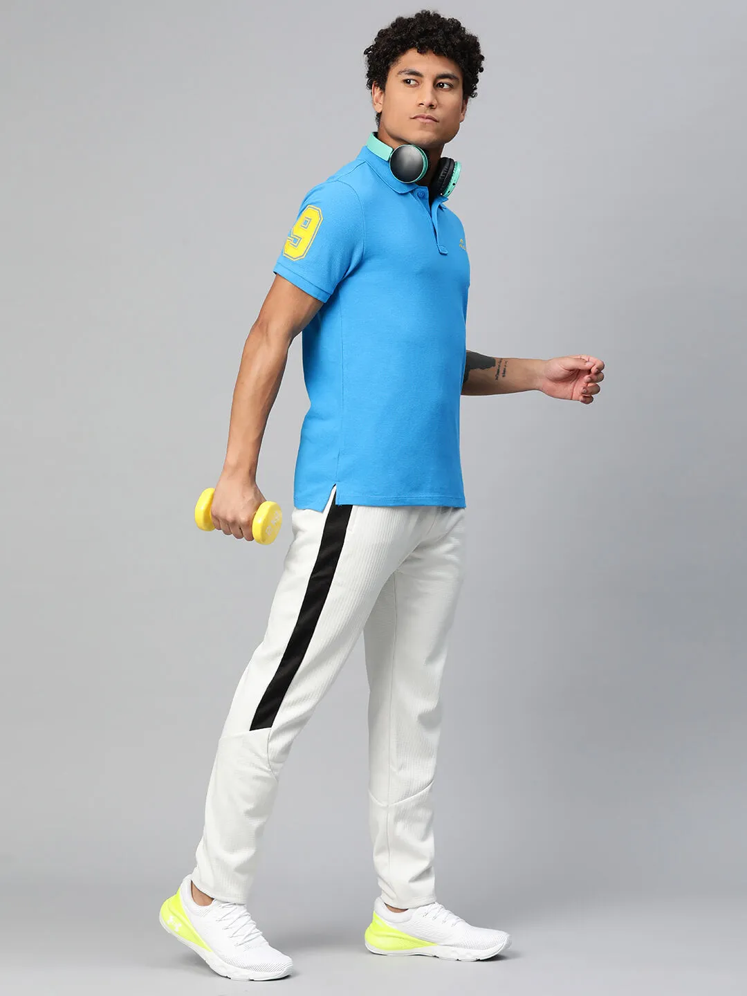 Alcis Men Typography Printed Polo Collar Dry Tech Slim Fit T-shirt Effortless Style Smooth Flatlock Seams