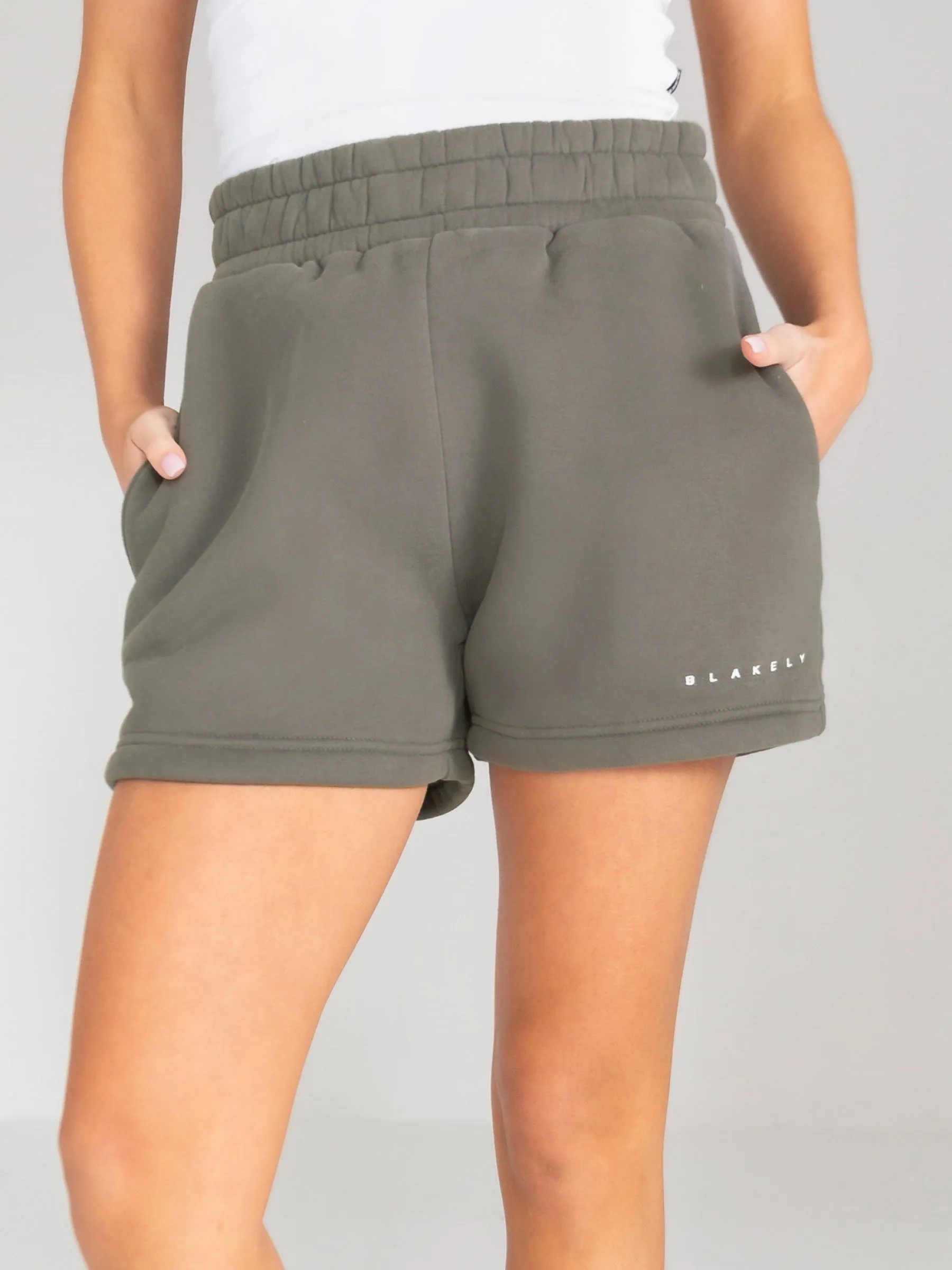 Isabel Jogger Shorts - Safari Green Rough texture bodysuit