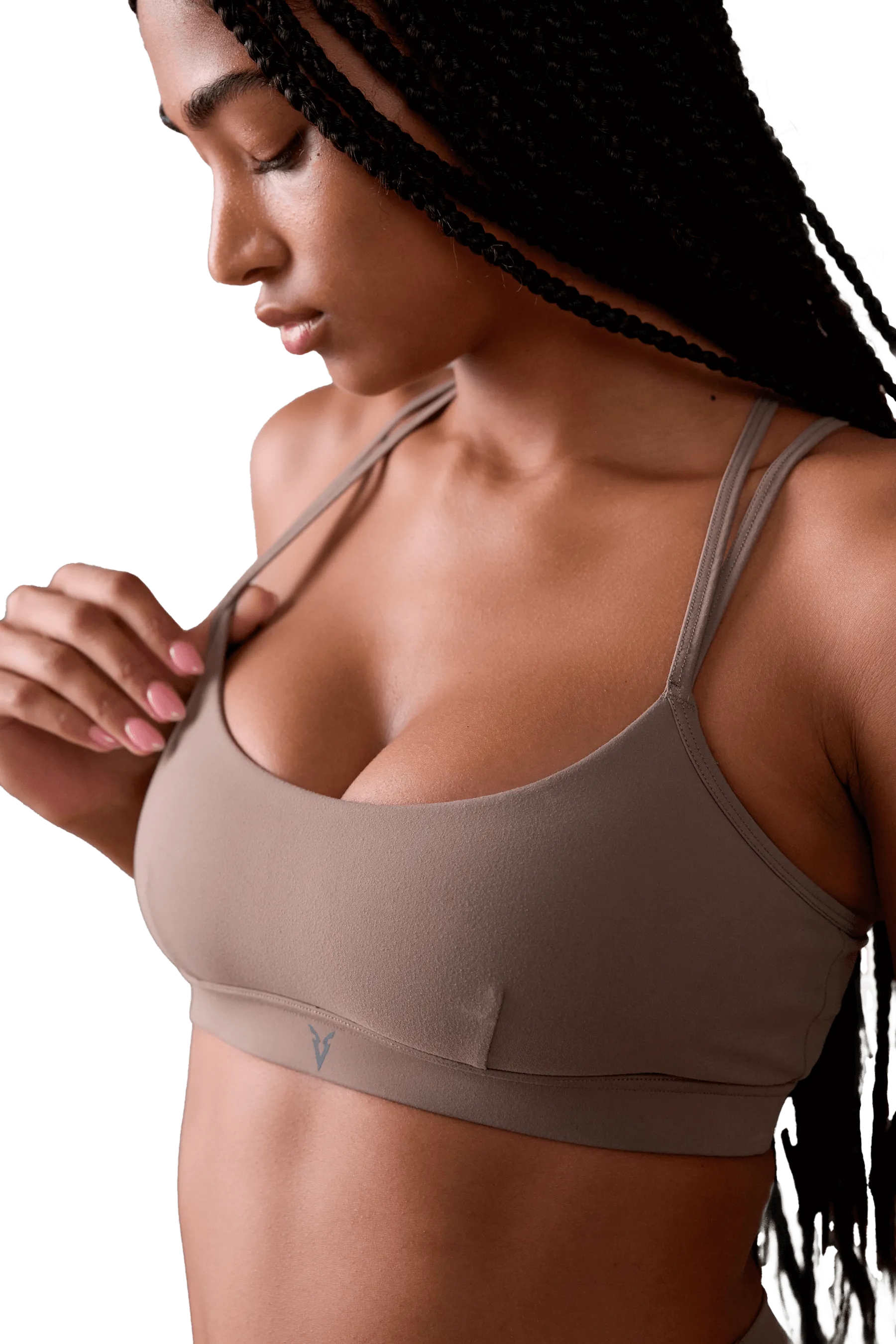 SPORTS BRA STRAPPY - Tan teen clothing Drawstring closure