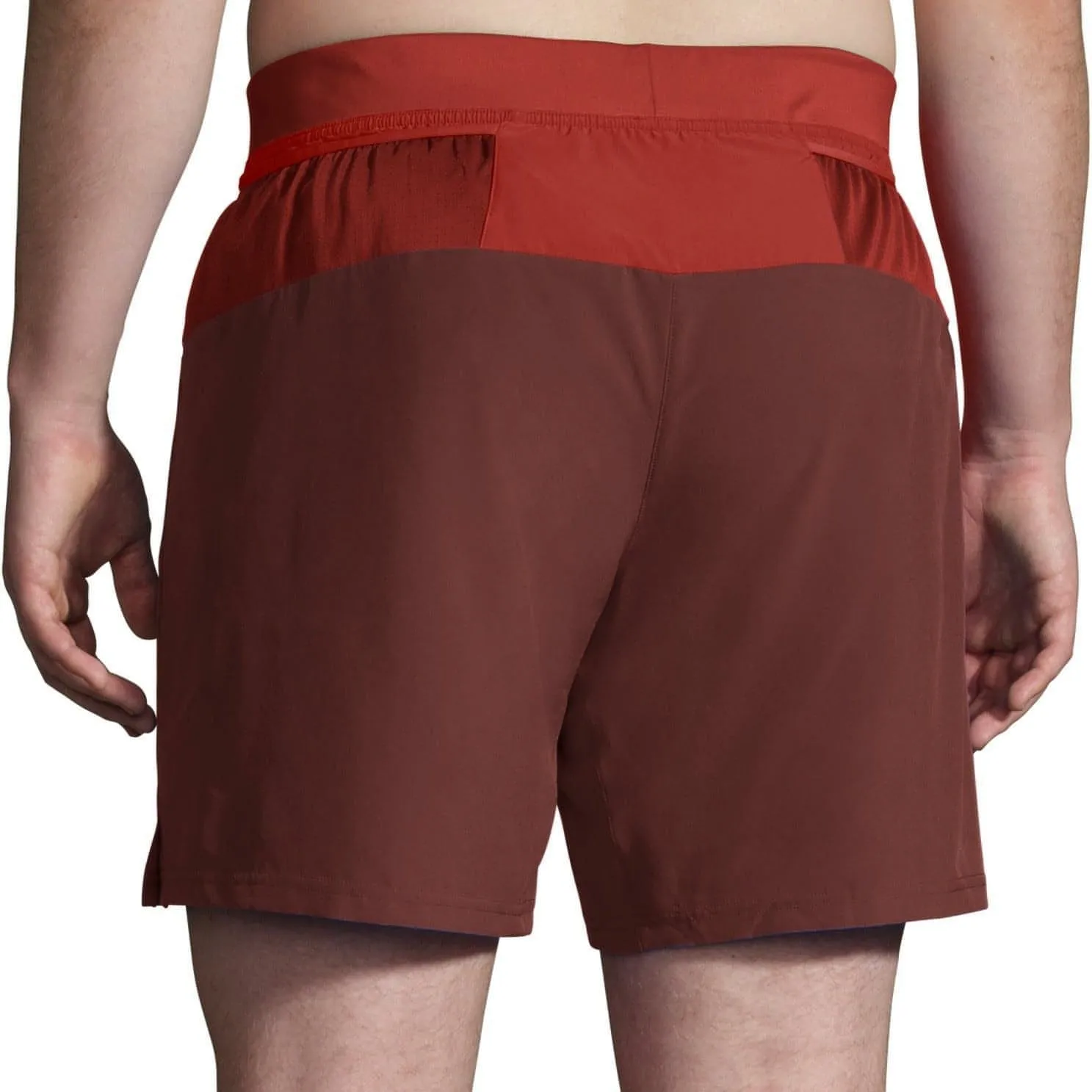 Brooks Sherpa 7 Inch 2 in 1 Mens Running Shorts - Red No Ride Up Silicone Grip