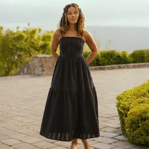 Comfort waistband ShrinkResistant Cabo Midi Dress, Black