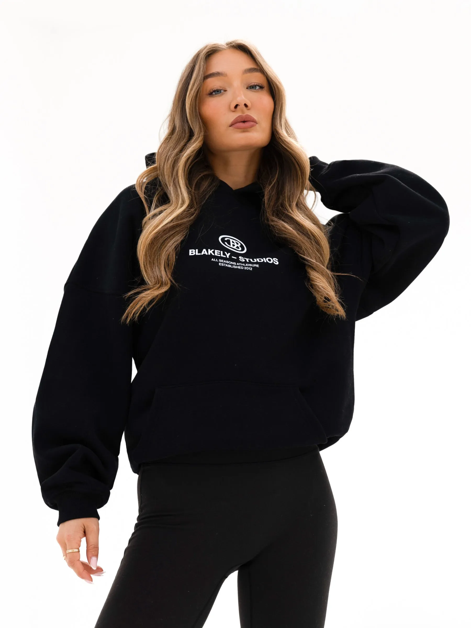 Madison Oversized Hoodie - Black Reinforced Elbows