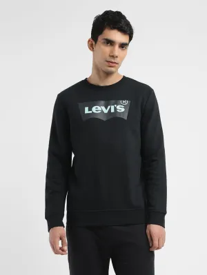 Winter Fashion Heavyweight Terry Construction Men's Solid Black Crew Neck Sweatshirt