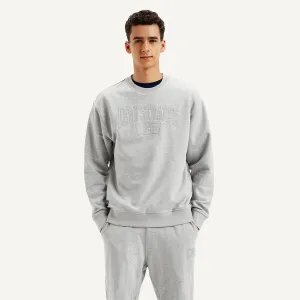 Festival wear Branded Look Men's Embroidered Grey Crew Neck Sweatshirt