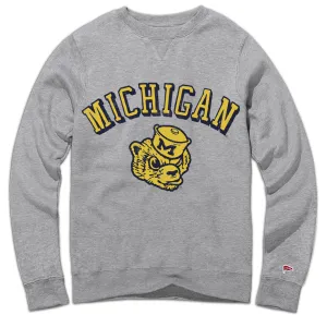 Michigan Vintage Wordmark Crewneck Sweatshirt Balanced Weight Distribution