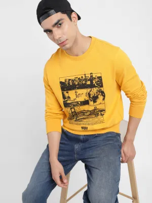 Daily Style Layering Piece Men's Graphic Print Crew Neck Sweatshirt