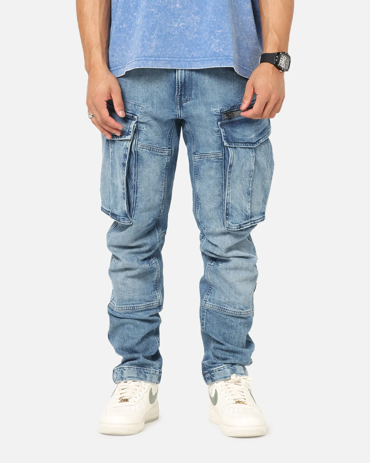 G-Star Rovic Zip 3D Tapered Denim Jeans Faded Blue Base Comfort