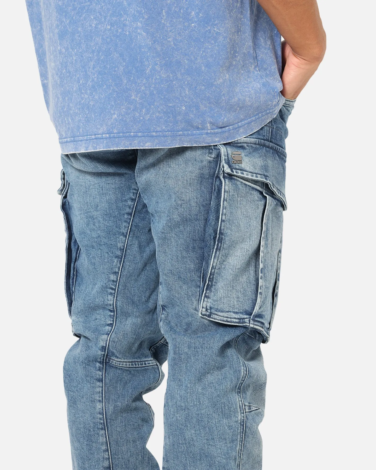 G-Star Rovic Zip 3D Tapered Denim Jeans Faded Blue Clean Base