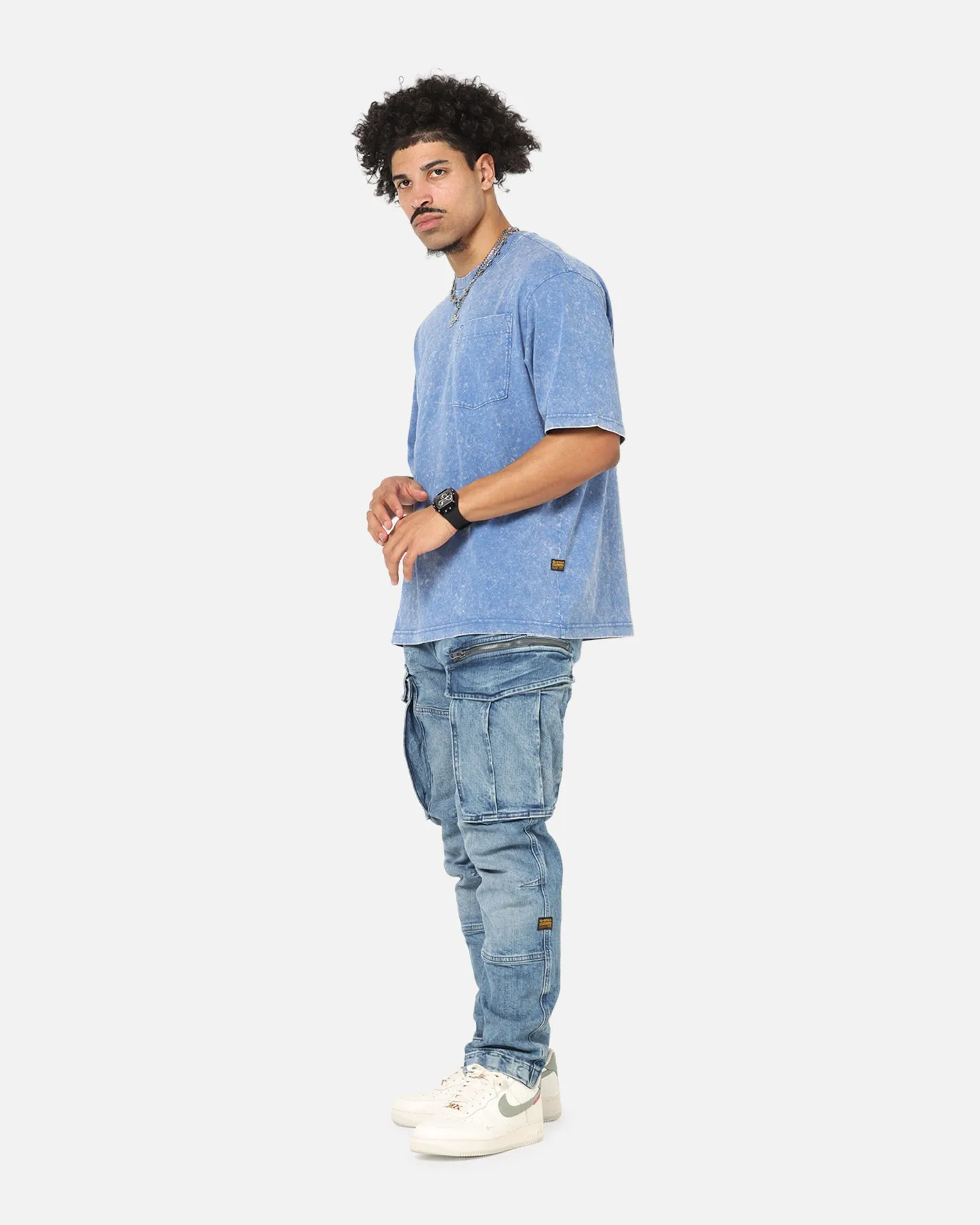City Look Low Impact Dye G-Star Rovic Zip 3D Tapered Denim Jeans Faded Blue