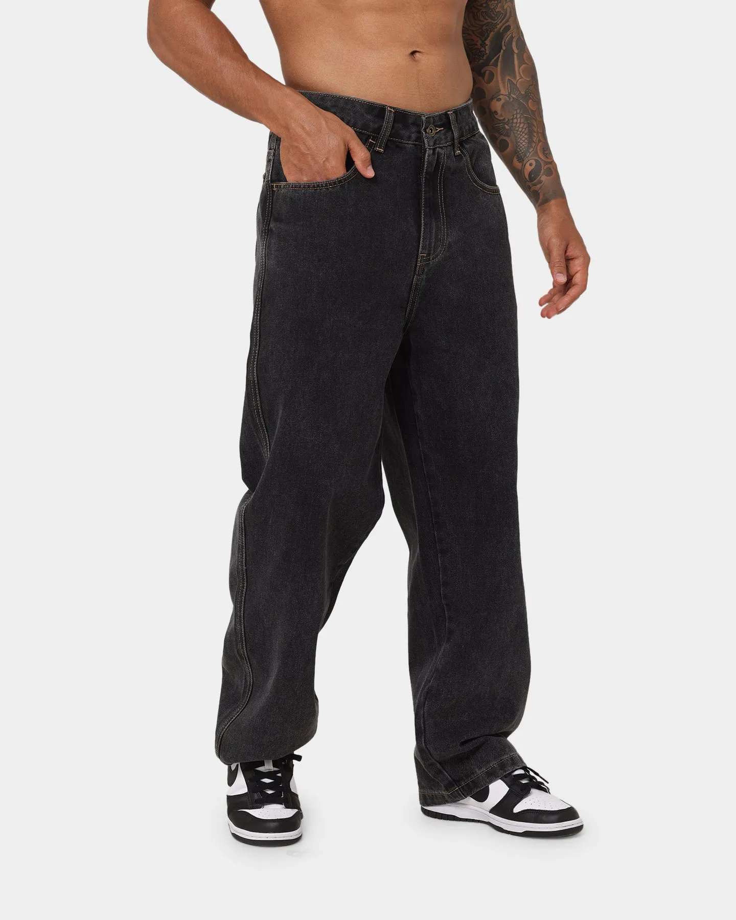 X-Large Bull Denim 91 Pants Washed Black Stretch Free Fit