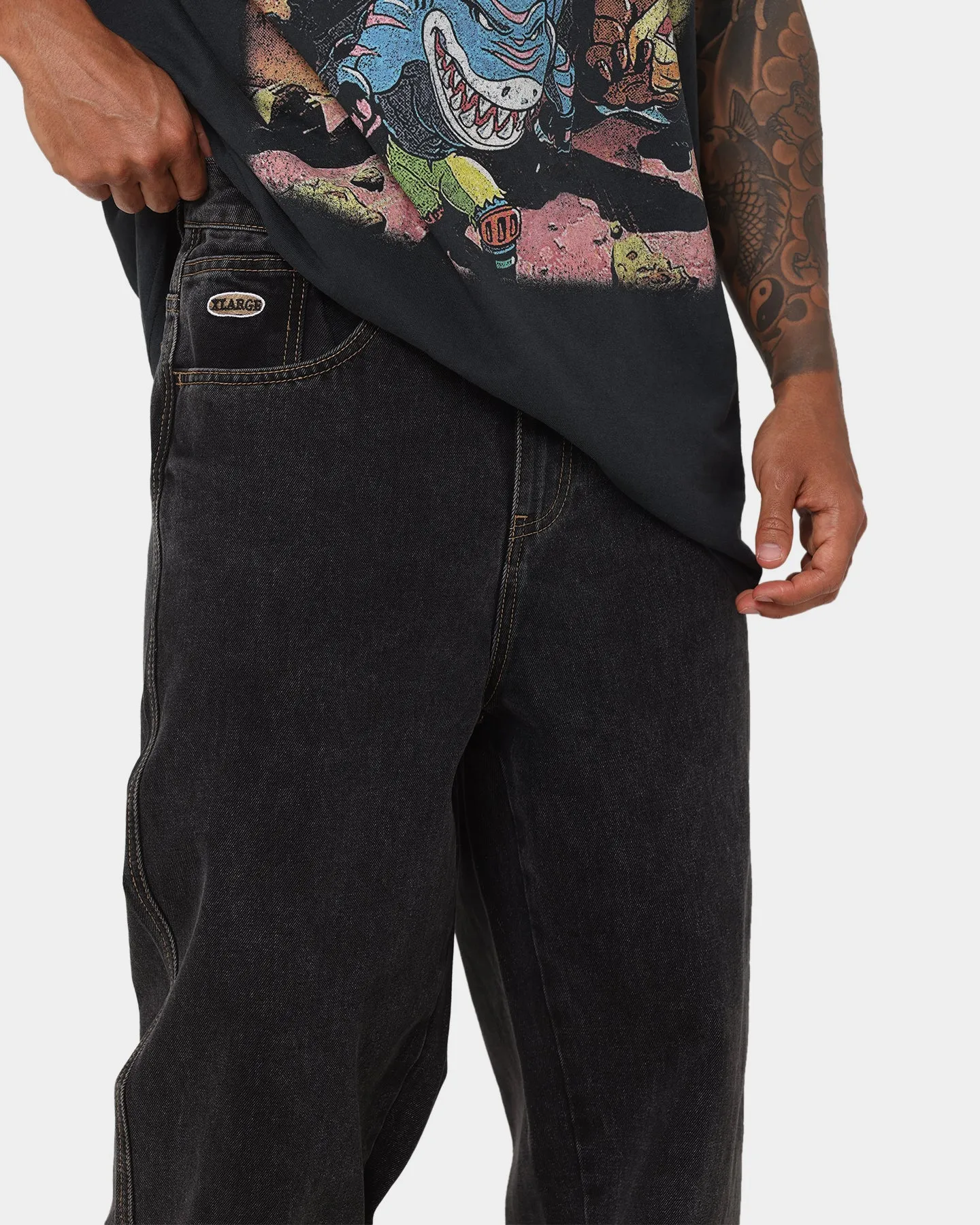 Chill Vibes Basic Style X-Large Bull Denim 91 Pants Washed Black
