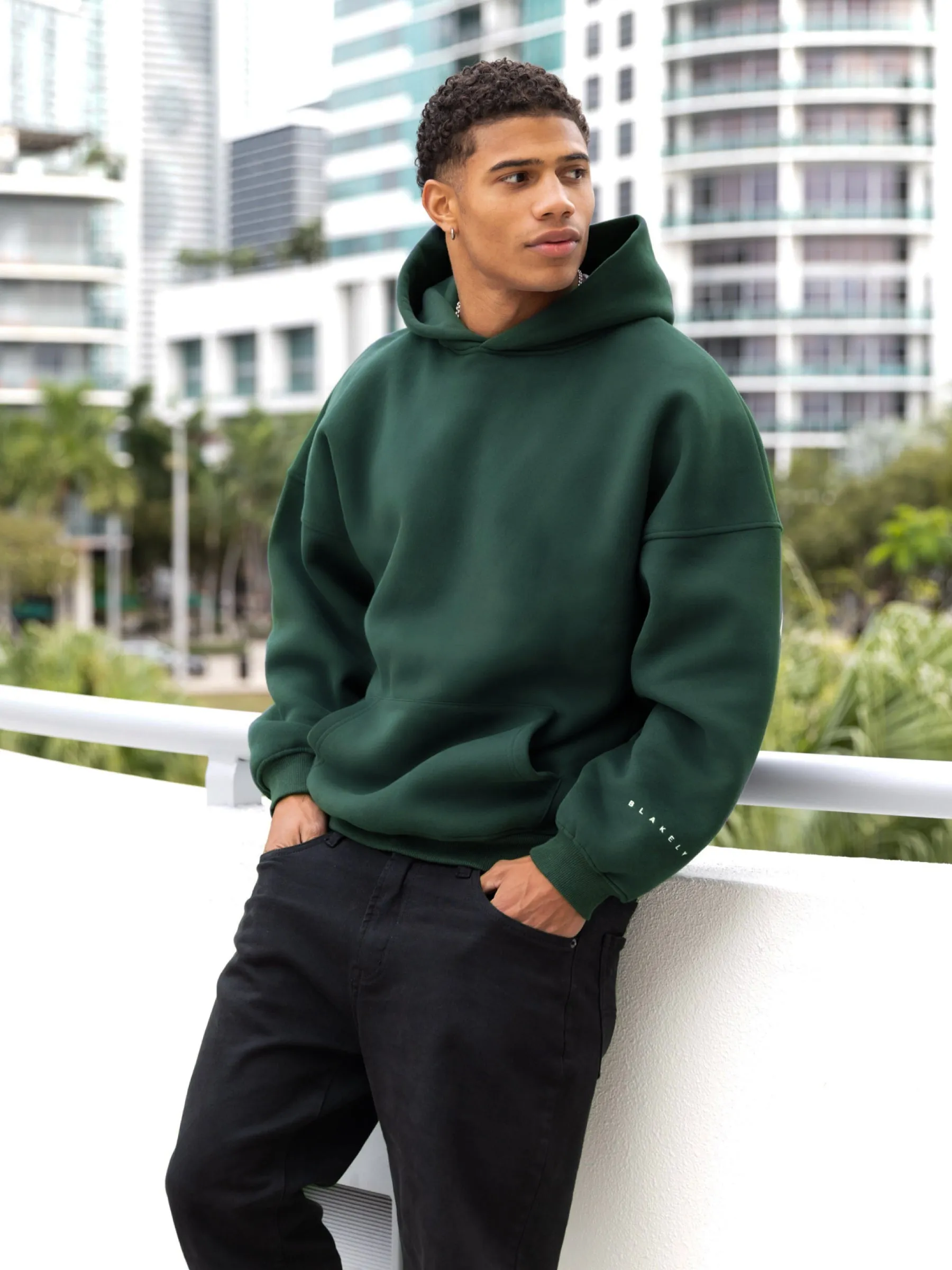 Idris Oversized Hoodie - Pine Green sports event High Quality Cotton