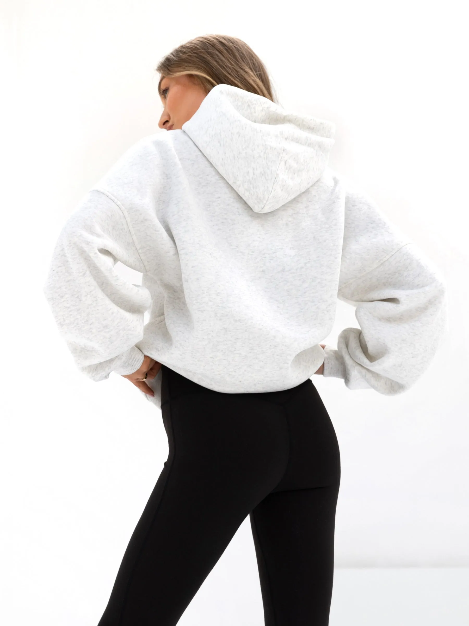 Melrose Oversized Hoodie - Marl White Luxury Feel