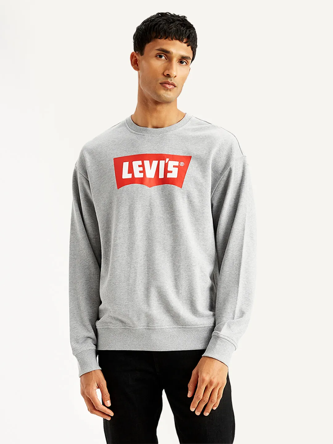 Men's Men's Brand Logo Grey Crew Neck Sweatshirt