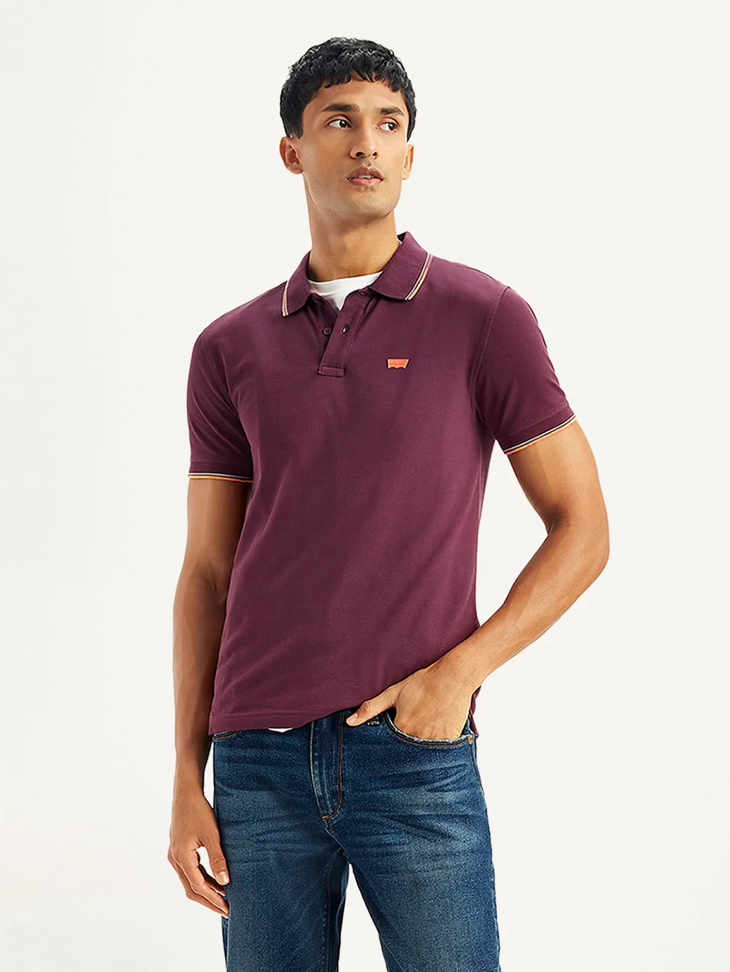 Men's Solid Slim Fit Polo T-shirt Tagless Collar