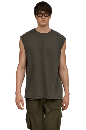 Non Clasp Straps ethical fashion Stretchy Fit SLEEVELESS T-SHIRT - Khaki