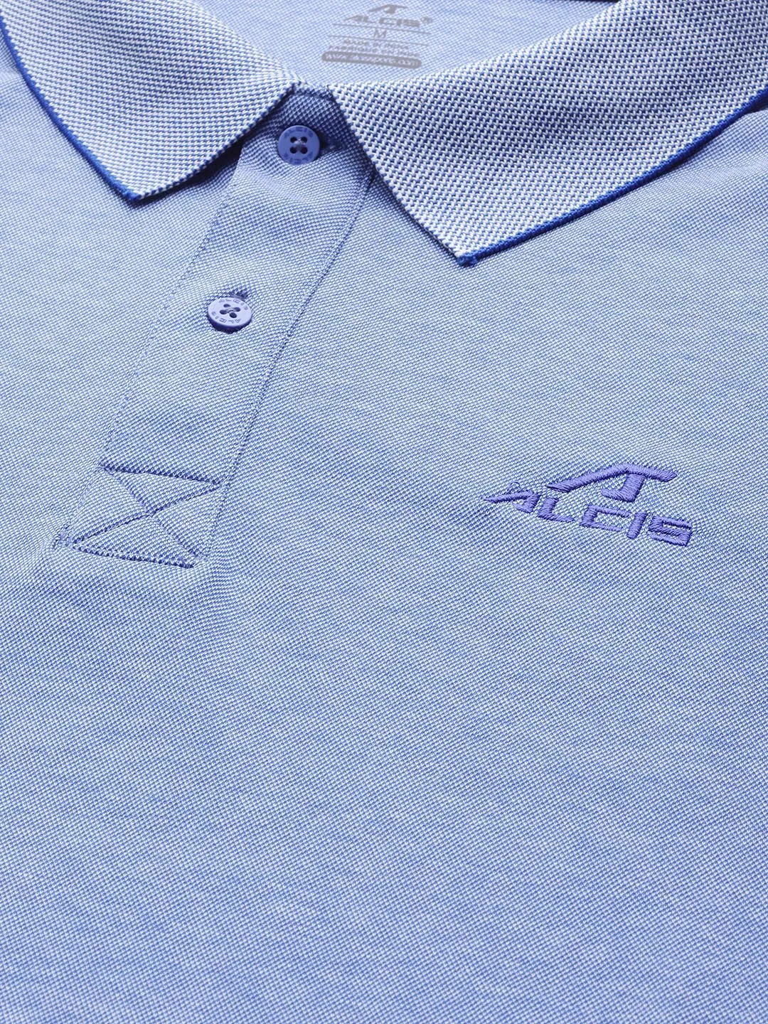 SlimFit Design Alcis Men Blue Solid Polo Collar T-shirt