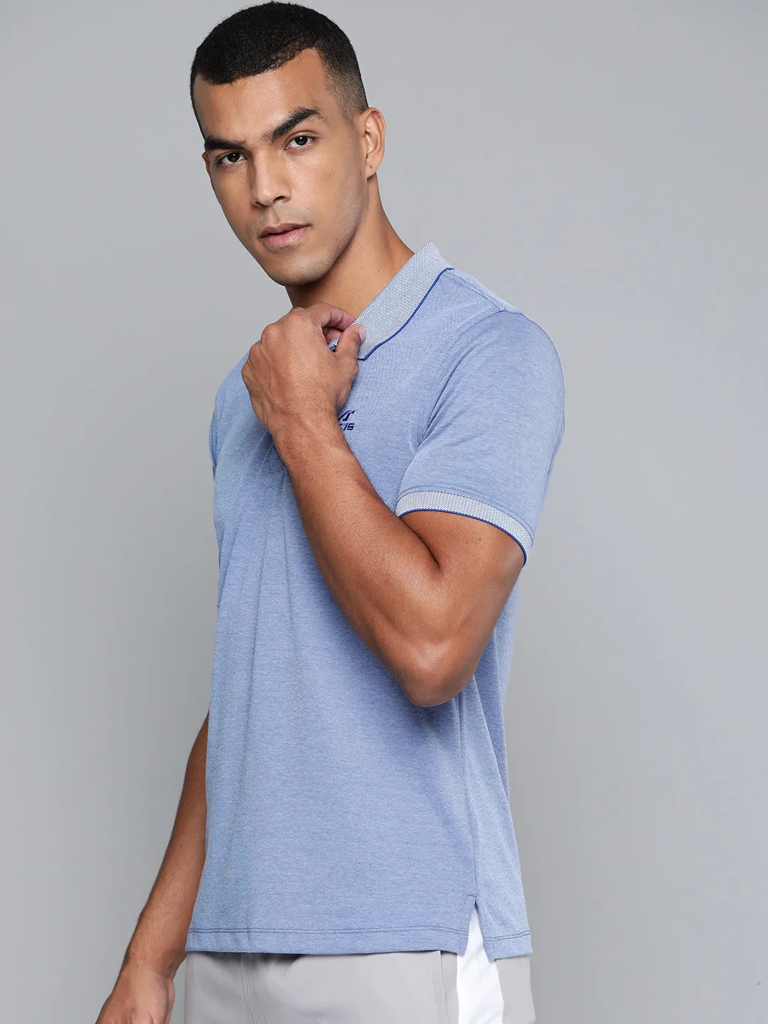 Alcis Men Blue Solid Polo Collar T-shirt Weekend Escape Corporate Event