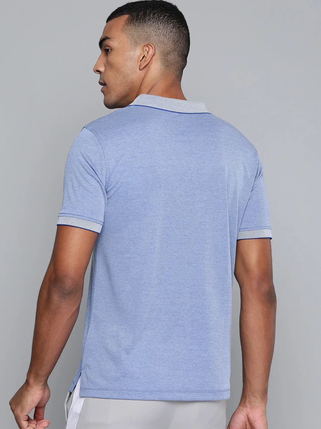 Alcis Men Blue Solid Polo Collar T-shirt Trendy Business
