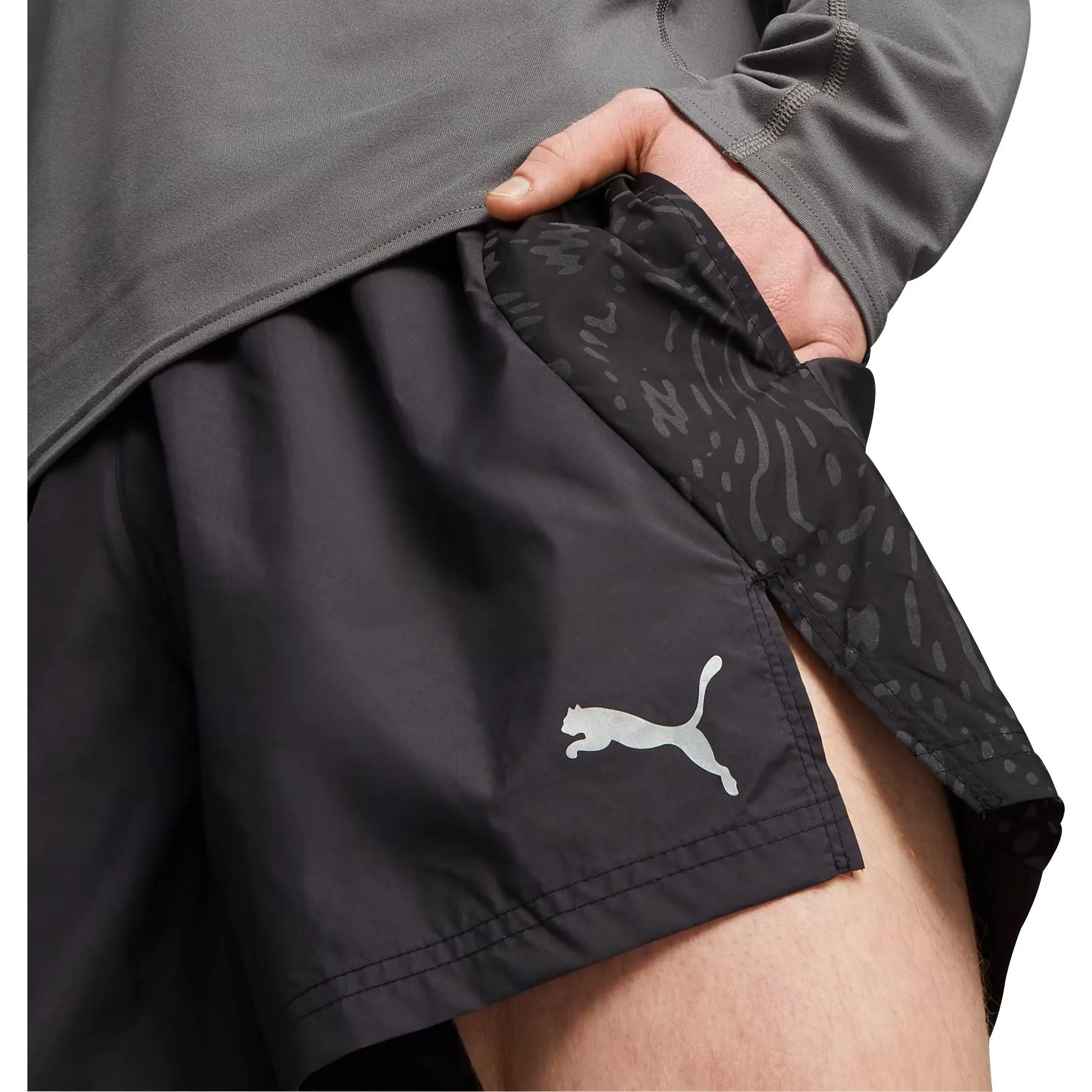 Designer Style Puma Run 5 Inch Mens Running Shorts - Black