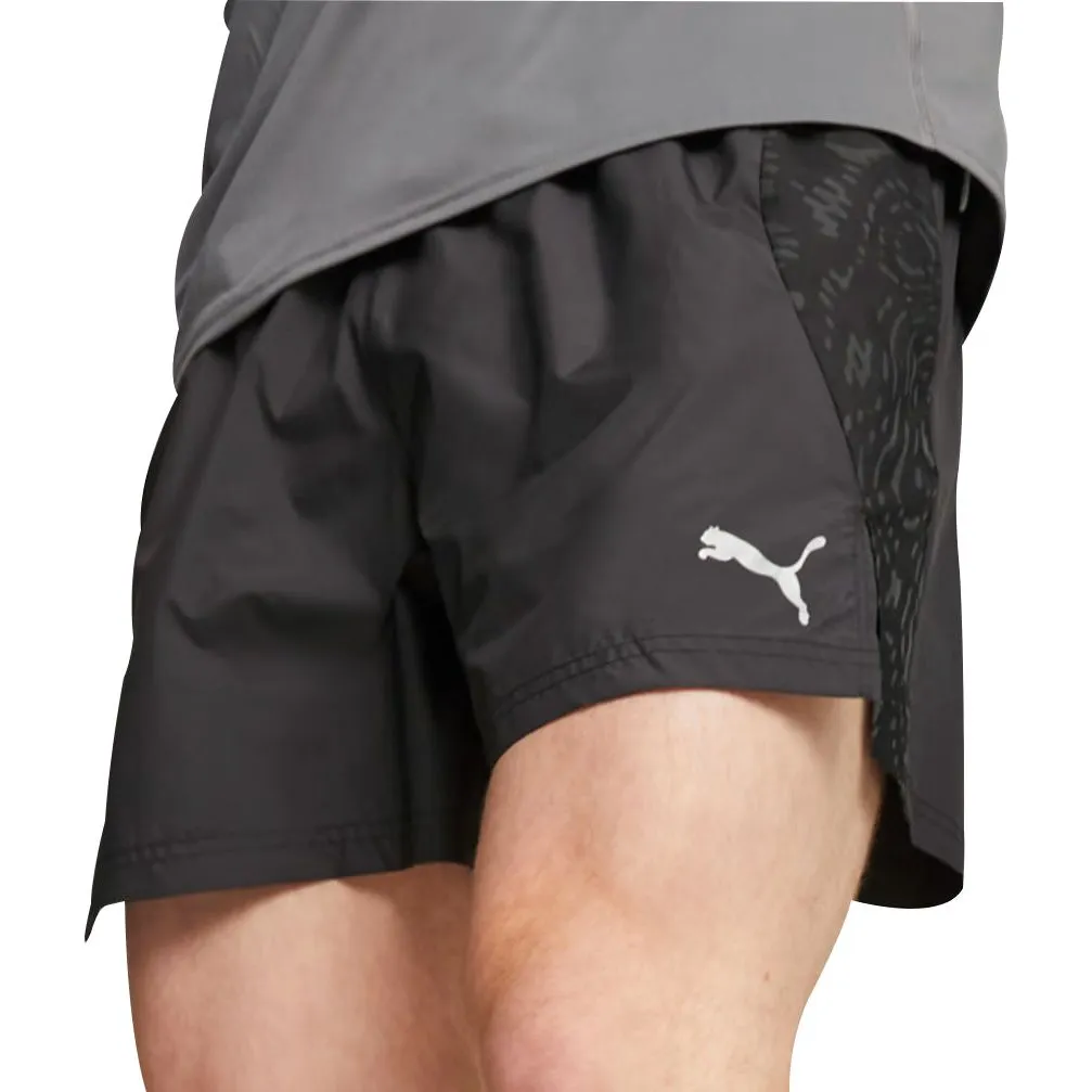 Anti Odor Technology UV Protection Fabric Puma Run 5 Inch Mens Running Shorts - Black