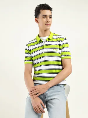 Men's Striped Polo T-shirt Lightweight Knit Material