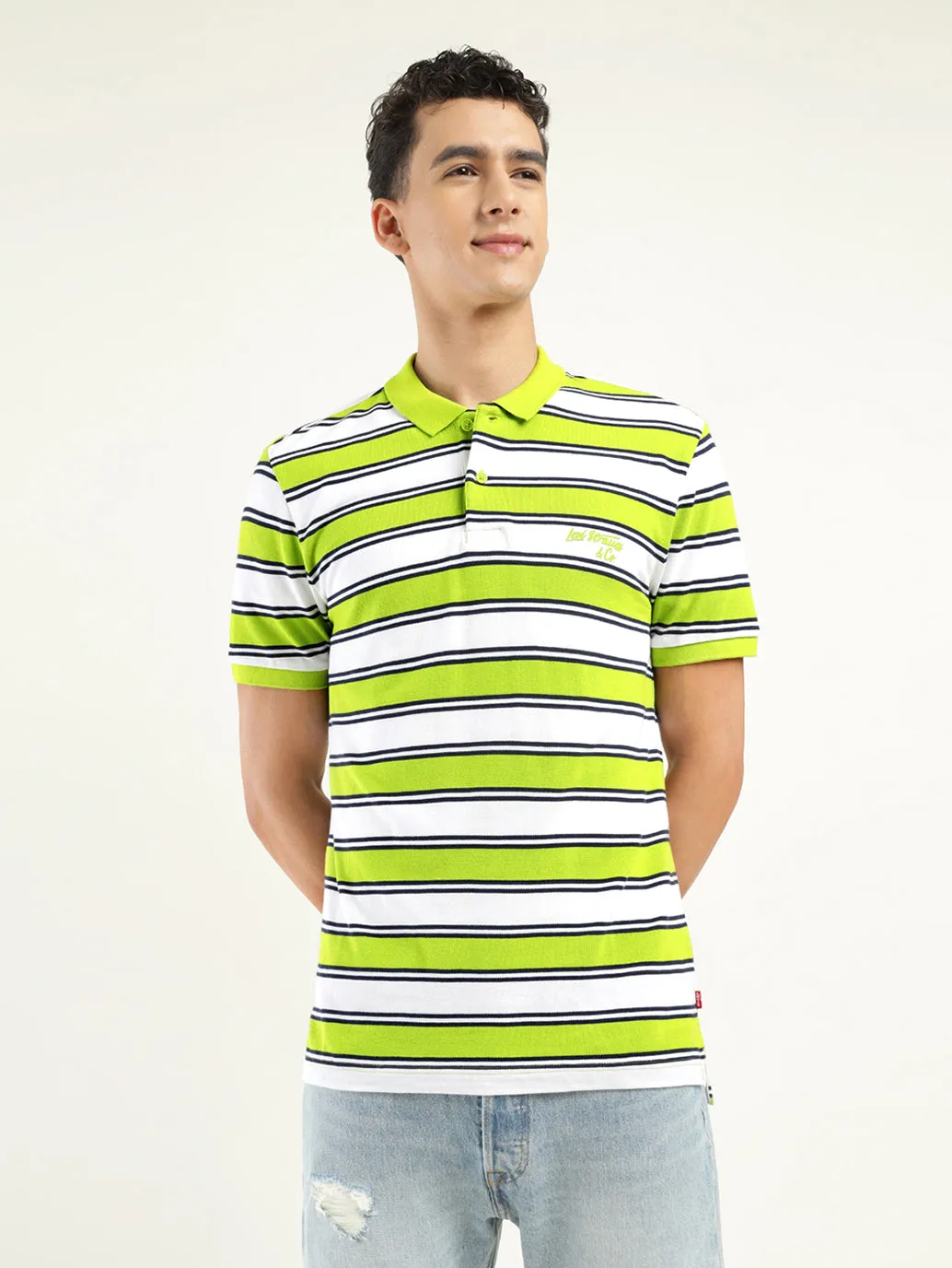 Workout Friendly Men's Striped Polo T-shirt