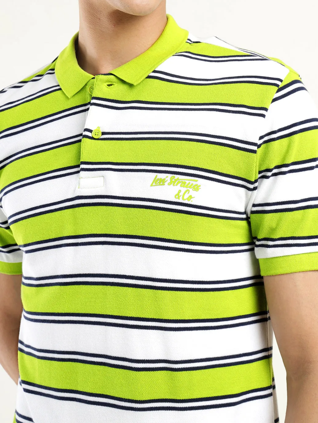 Everyday Basic Barrel Cuff Design Men's Striped Polo T-shirt