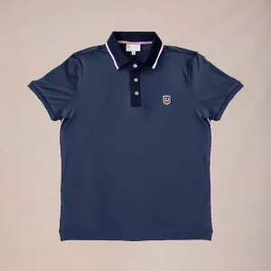 ComfortStretch Collar Breathable Mesh Panels Retro IV Polo - Oceano di Mezzanotte / Bermuda Pink